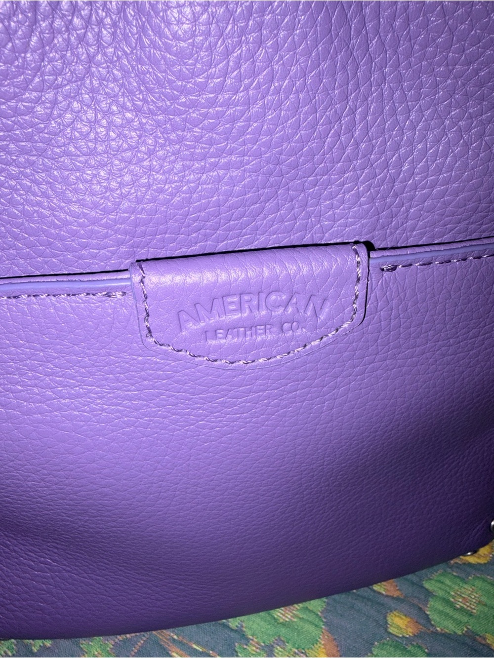 American Leather Co. Purple Leather Crossbody Bag - Picture 6 of 8